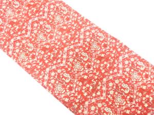 アンティーク　亀甲に花鳥模様織り出し名古屋帯（着用可）